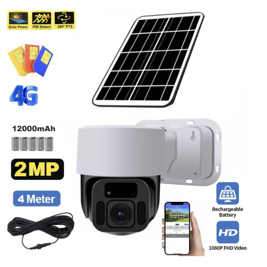 CCTV 4G GSM Solar Panel Tenaga Surya Wistino Kamera Waterproof - 2MP 1 Panel