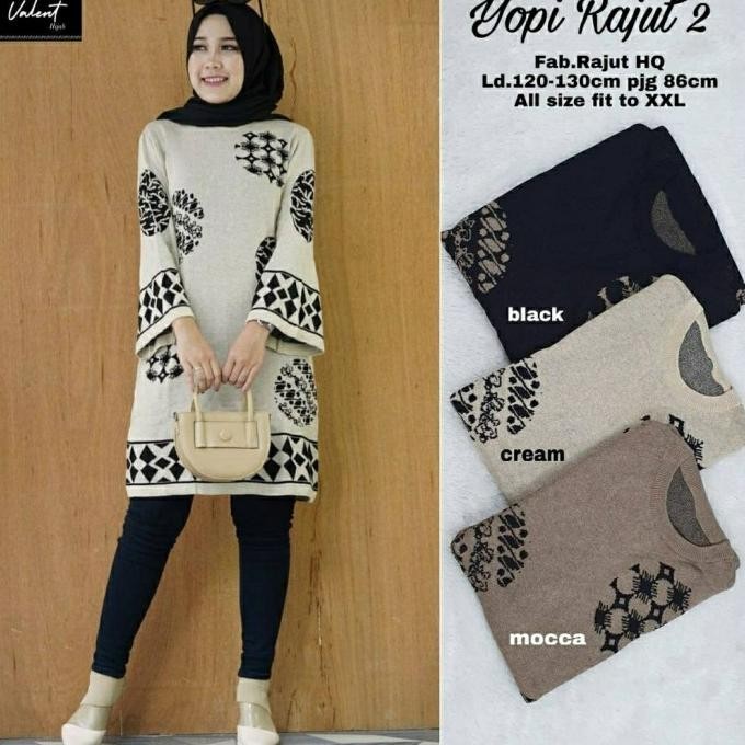 Yopi Rajut #2 Long Tunik Rajut Import Baju Rajut Jumbo Atasan Rajut