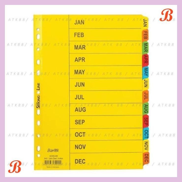 

| PGT | BANTEX CARDBOARD DIVIDER & INDEXES A4 JAN-DEC (12 PAGES) #6059