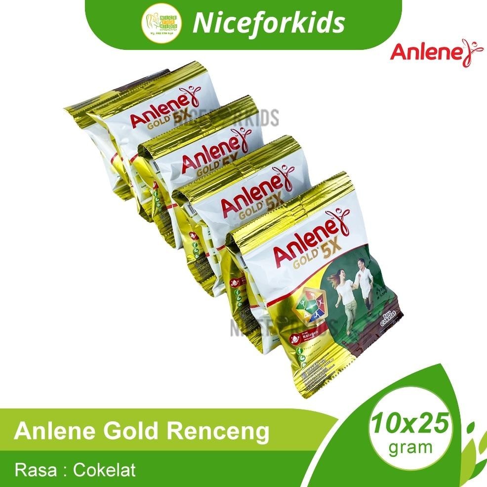 New Sale Anlene Gold 5X Renceng Isi 10 x 25gr Susu Bubuk Tinggi Kalsium untuk Lansia 50+ / Susu Anle