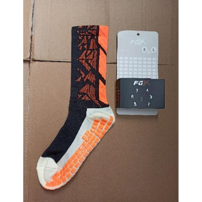 Trend - Kaos Kaki Anti Slip Fox Motif Kaos Kaki Sepak Bola Futsal H3 - Abu-Hitam ,.