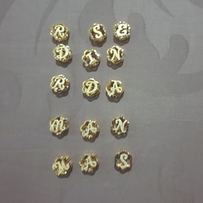 LIONTIN GELANG KALUNG HURUF INISIAL ALFABET R S D E N I A M EMAS ASLI