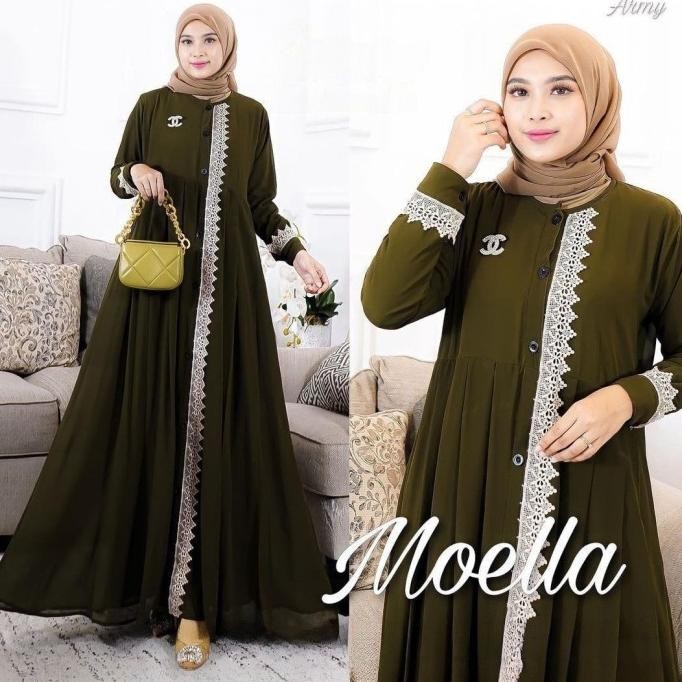 Baruuu Baju Gamis Wanita Terbaru Muslim Ceruty Variasi Renda Gamis Moela