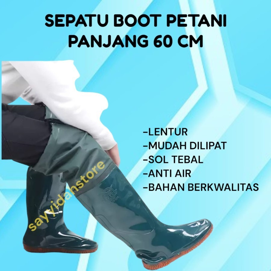 SEPATU BOOTS KARET PANJANG 60 CM SEPATU PETANI ANTI KEONG SAWAH