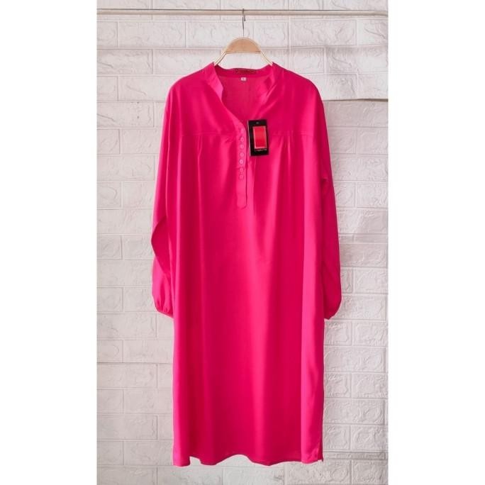 Tunik Rayon Polos Jumbo Pink Fanta