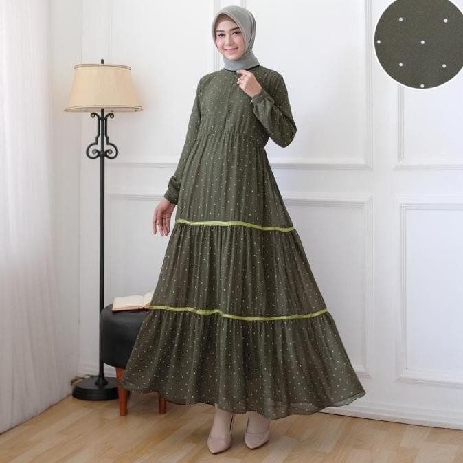 Baju Gamis Ceruti Polkadot / Gamis Polkadot / Gamis Babydoll Ceruty