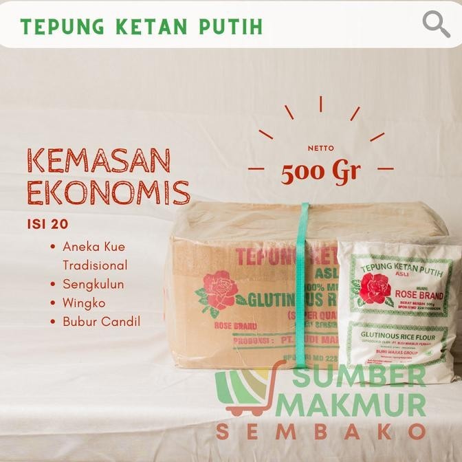 

Tepung Ketan Rose Brand Paket Murah Grosir / Per Dus