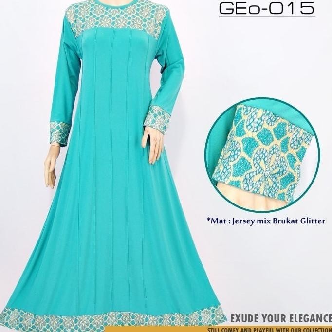 Gamis Pesta Murah Bahan Jersey Kombinasi Bludru (Geo)