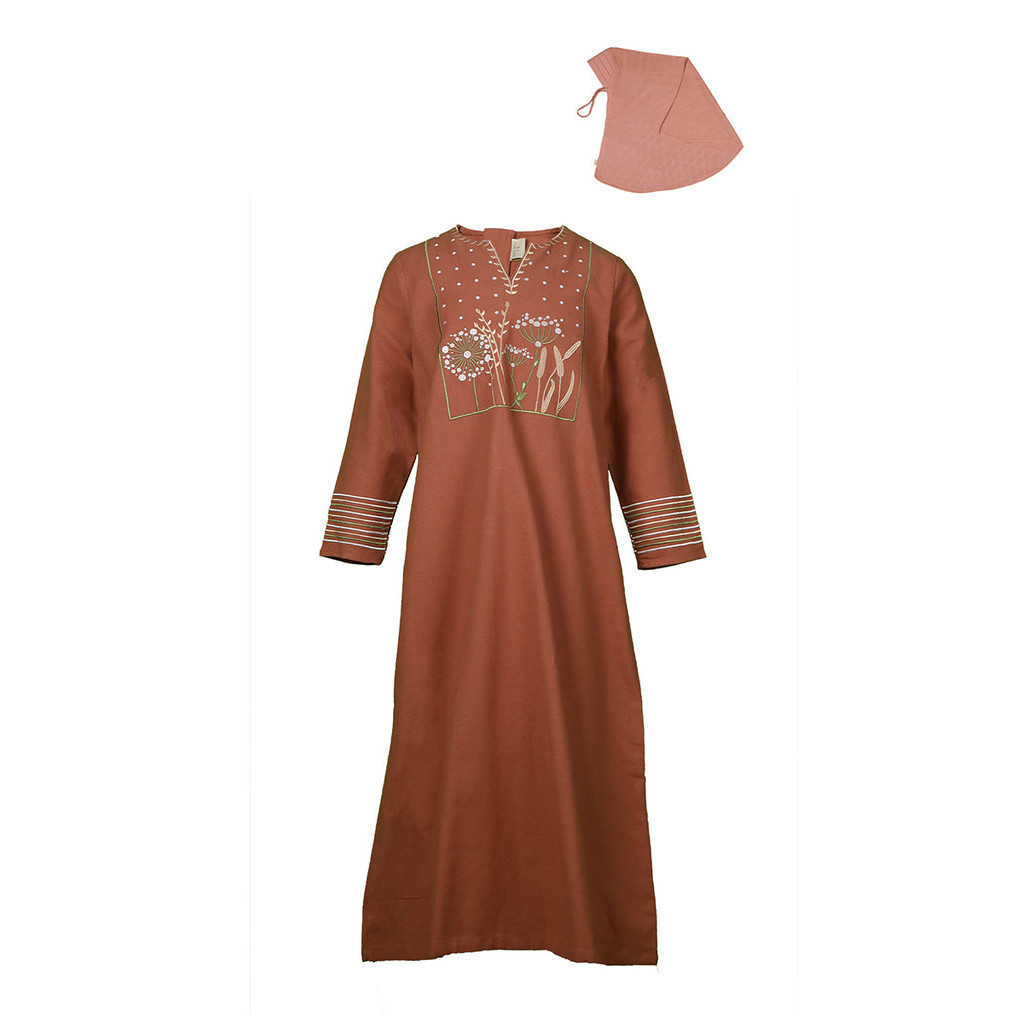 Pito Dito Girl Hamidah Dress Gamis Anak Terakota