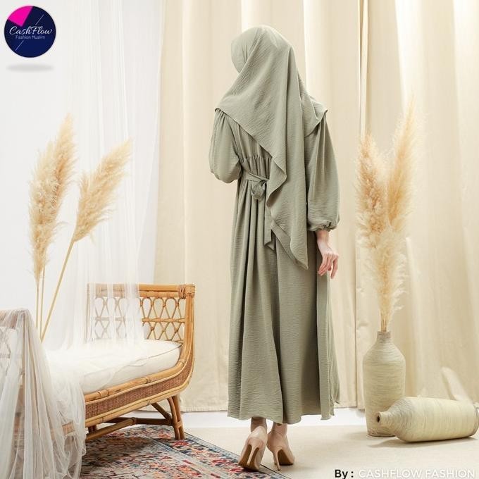 Baju Gamis Wanita Warna Hitam Polos Terbaru Set Hijab Khimar Muslim