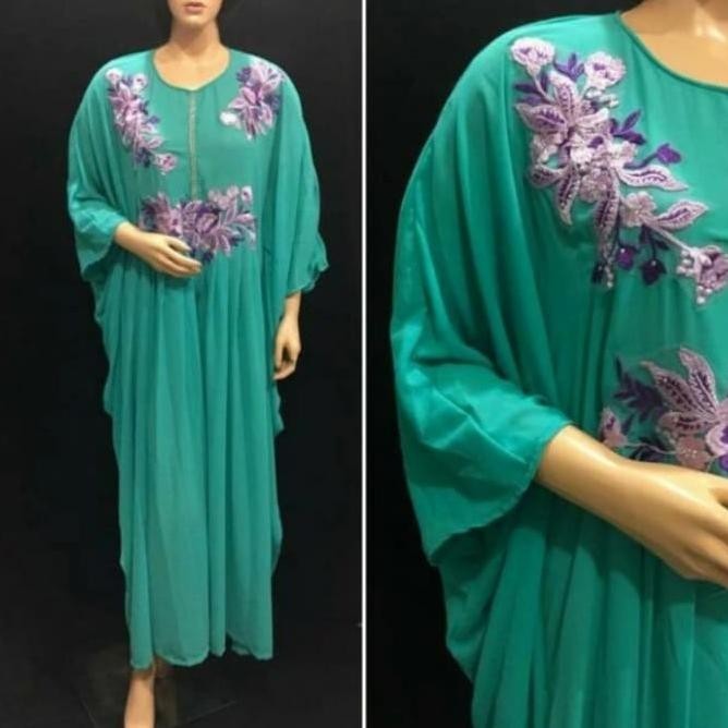 Kaftan Bordir Wanita, Gamis Kaftan Payet, Baju Muslim Fashion Wanita