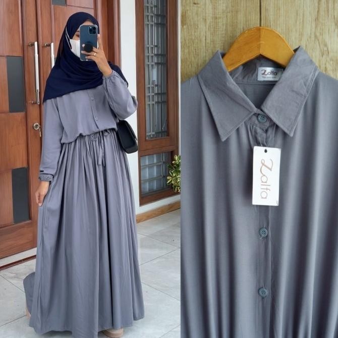 Aurelia Dress By Zalfa Outfit Gamis Polos Dress Polos Gamis