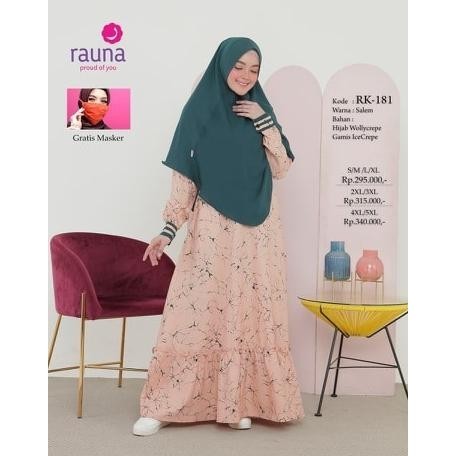Dress Rauna Set Jilbab / Rk -180/ 181/ 182 / 183 / Fashion Muslim