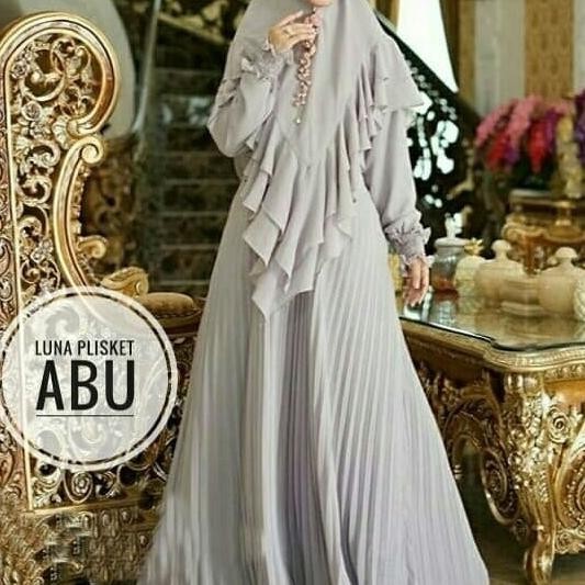 Gamis Pesta Syari Plisket Ceruti Baby Donk Premium | Dress Lebaran