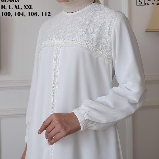 Seena - Gc 03 Baju Gamis Putih Wanita Brukat Gamis Putih Ceruti Jumbo