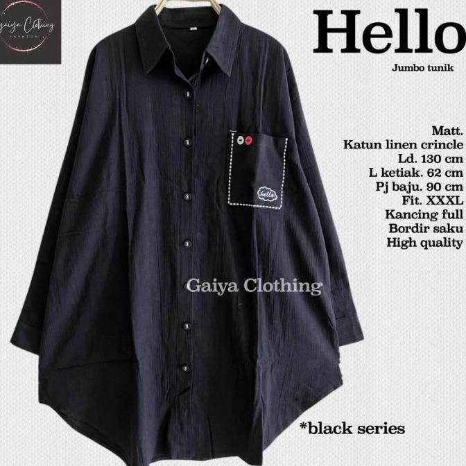 Tunik Kemeja Jumbo Bordir Wanita Ld 130 - Hello Tunik