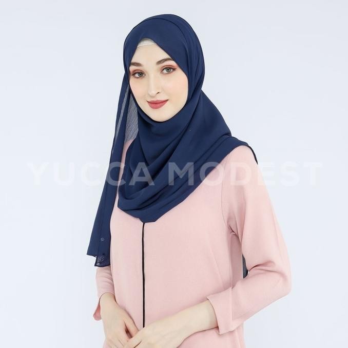 Crystal Hijab Pashmina Crinkle Chiffon Safaa Navy - Yucca Modest