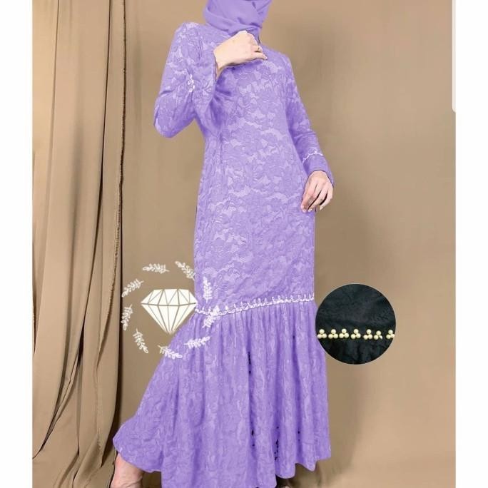 Maxy Gamis Dress Nurhaliza Duyung Brukat Jumbo Gaun Pesta Dress Muslim