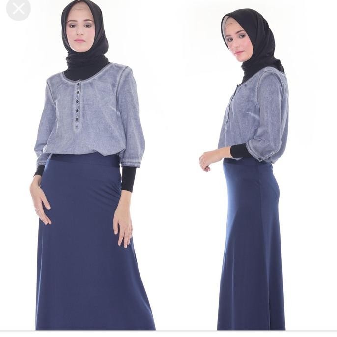 Rok Denim Model A Line / Rok Panjang Denim