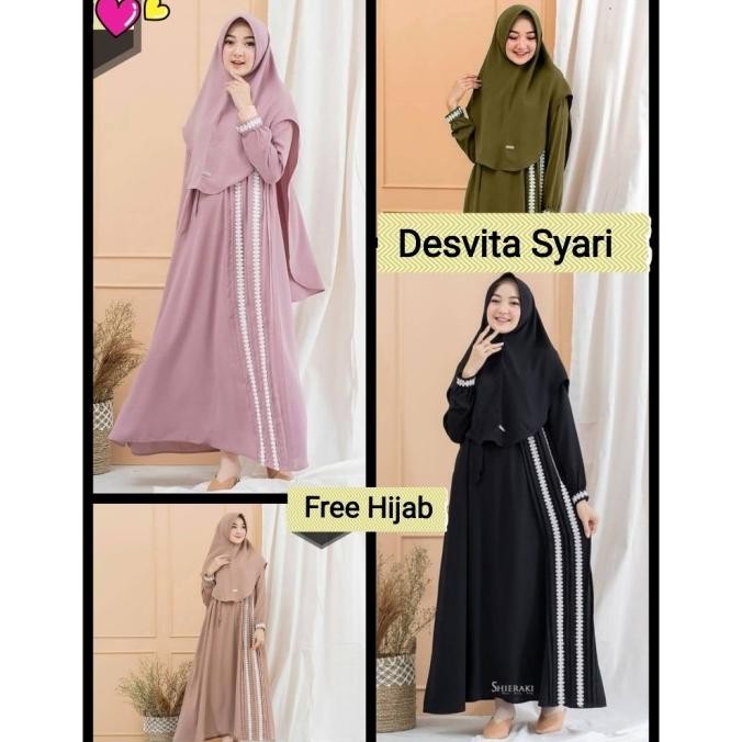 Desvita- Gamis Dress Syari Polos Busui Warna Polos Cream Mocca Coksu