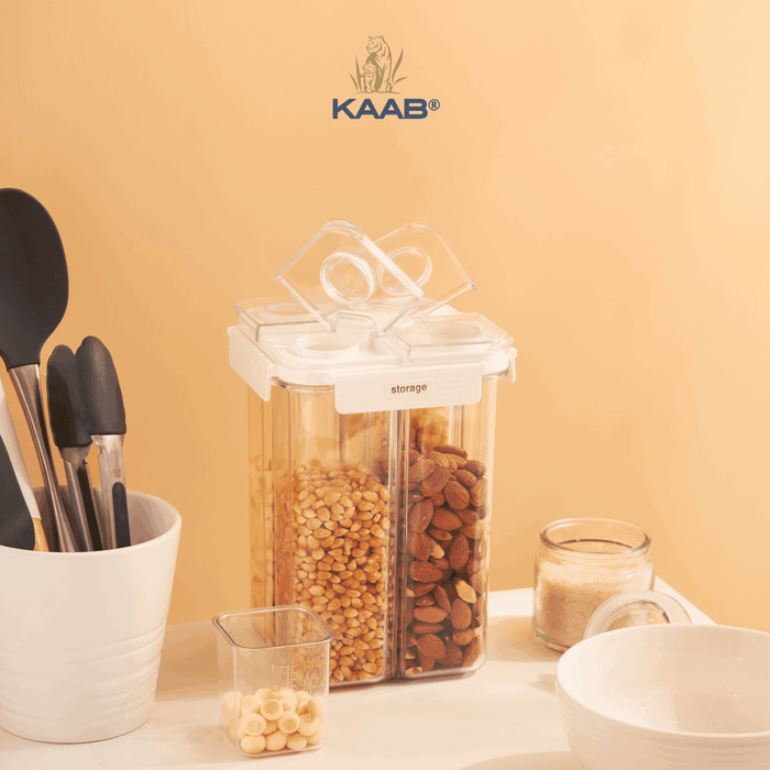 KAAB - Toples Food Storage 4 Sekat Kedap Udara Toples Sereal 4 Sekat