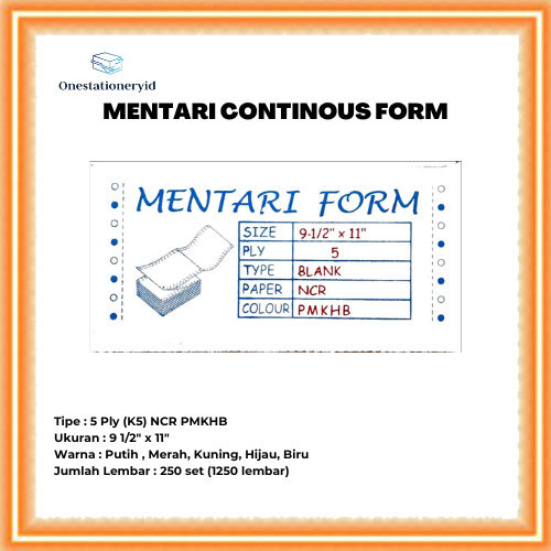 

Kertas Continuous/Continous Form 5 Ply, 5 Rangkap K5 Ncr Pmkhb