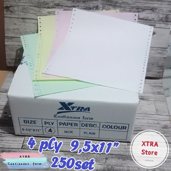 

Kertas 4Ply Continuous Form 9.5X11" 250 Set Letter