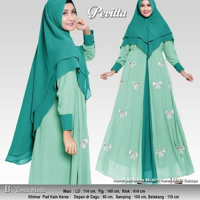 Gamis Pevita Syari Premium(Tosca Muda) Supplier Gamis PromoR33A