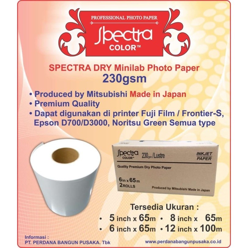

Kertas Foto Dry Spectra For Epson D700/D3000, Fujifilm 6 Inch X 65M
