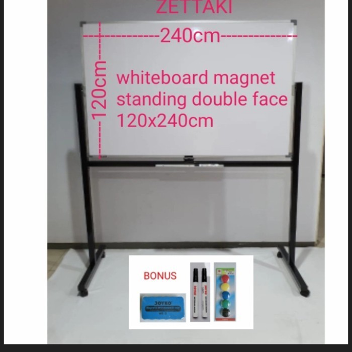 

Papan Tulis Whiteboard Standing Magnet Double Face Zettaki 120X240Cm
