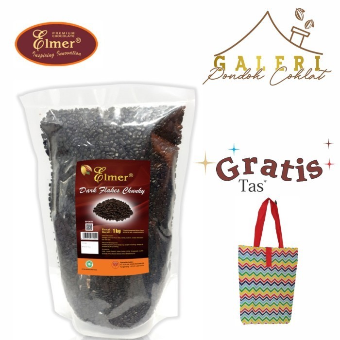 

Coklat Elmer Flake Chunky Dark 1Kg Kemasan Pabrik