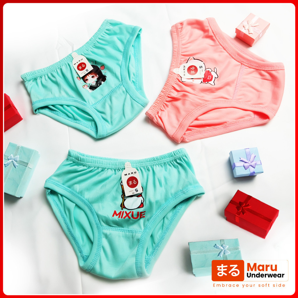 D6E 3PCS, 6PCS & 12PCS CD ANAK CEWEK KATUN CELANA DALAM ANAK PEREMPUAN USIA 1-6TH MOTIF CD ANAK