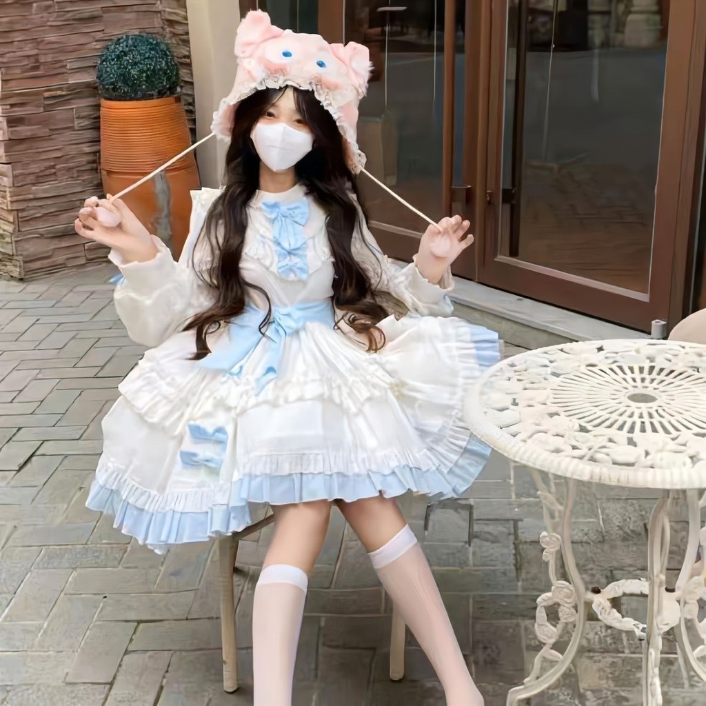 Genuine Original Girl New Lolita Princess Skirt Long Sleeve CuteLolitaDailyOPDress