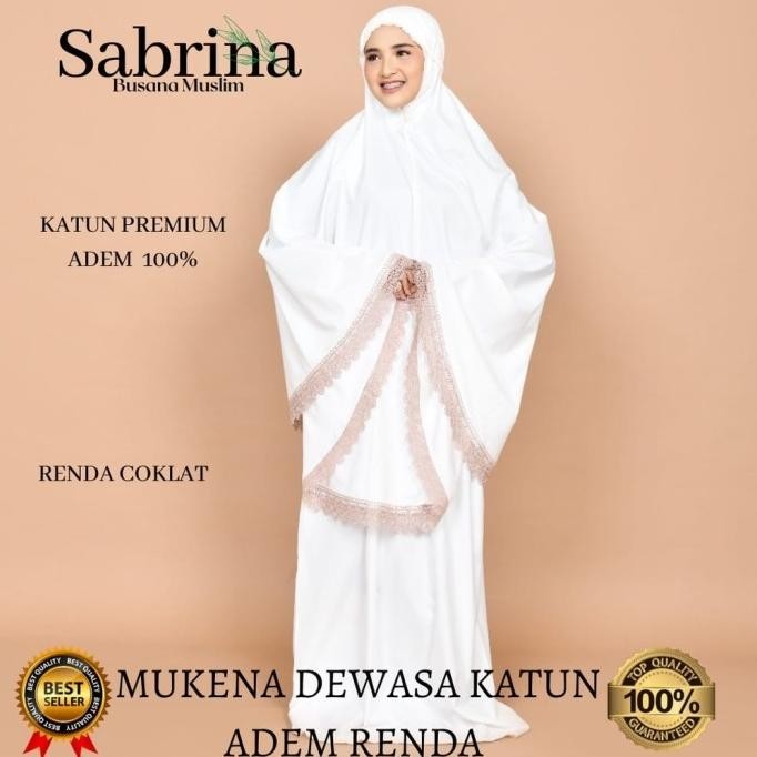 Mukena Dewasa/Remaja Putih Renda Premium Katun Adem Terbaik