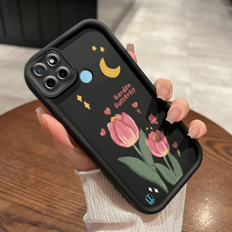 Casing Hp Realme C21Y Realme C25Y Case Casing telepon HP pola bunga Tulip Softcase Anti drop Kesing