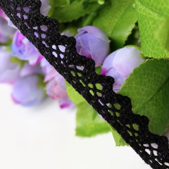 Rp1150/Yard. Renda Rajut Warna Hitam Lebar 1.5Cm Order/Pak Isi 300Yard