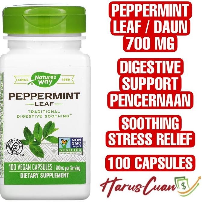 

Nature's Way Peppermint Leaf 700 mg 100 Capsules Digestion Pencernaan