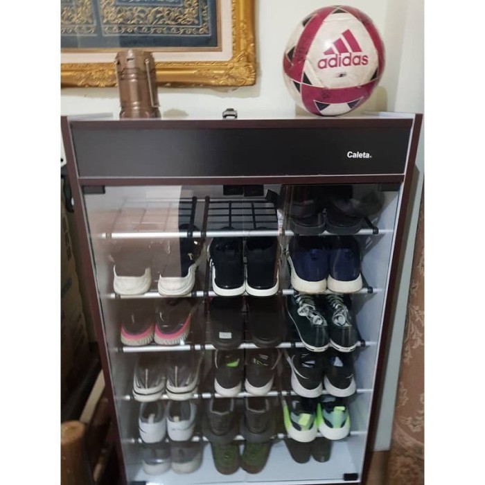 Rak Sepatu / Rak Sandal Kaca / Rak Sepatu Kayu Partikel