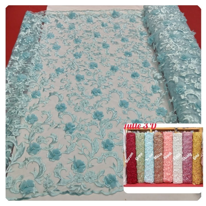 Kain Brokat Tile Kain Tule 3D Bahan Kebaya Bahab Tile Korea Brukat