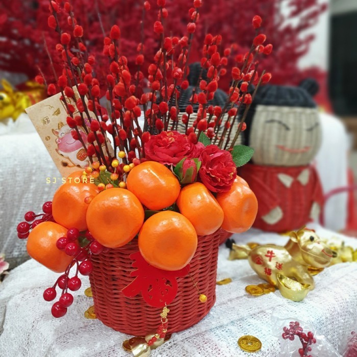 

Hiasan Dekorasi Hampers Pot Imlek Jeruk Hoki Cny