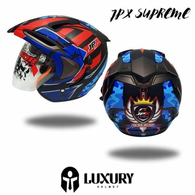 HELM HALF FACE SUPERMOTO JPX HELMET SUPREME MOTIF