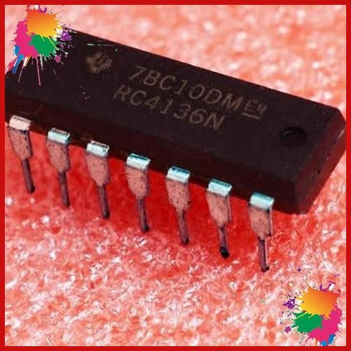 (STEL) RC4136N RC4136 RC 4136 QUAD OPAMP GP IC DIP-14 3MHZ RC413GN