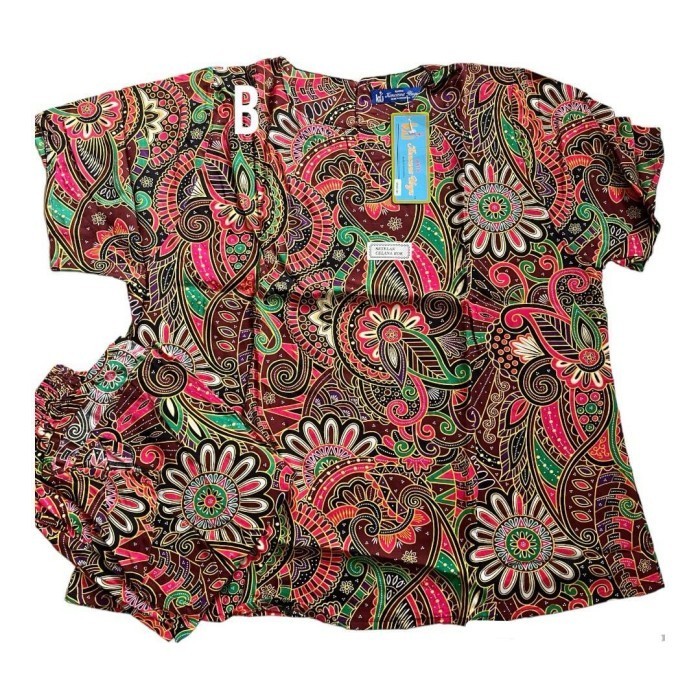 READY setelan kulot batik kencana ungu / baby doll batik / baju tidur batik