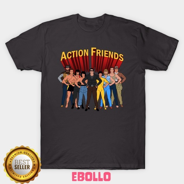 Baju Kaos Tshirt Action Friends Arnold Schwarzenegger Bruce Lee Willis Celebrity Chuck Norris Clint 