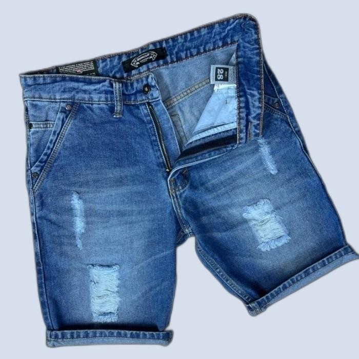 Celana Jeans Pendek Sobek Pria Atas Lutut Destroy