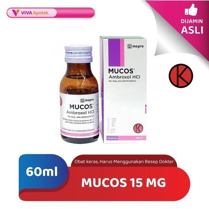 Mucos 15 mg / Ambroxol / Batuk Berdahak / Saluran Pernapasan (60 ml)