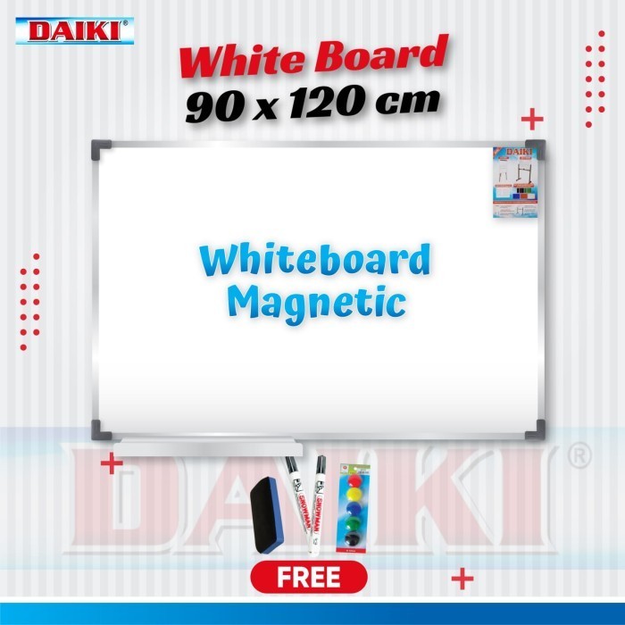 

Papan Tulis / Whiteboard Daiki Magnetic Gantung Uk 90X120 Cm