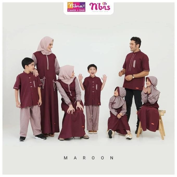 New Sarimbit Nibras Family 68 Marun Baju Lebaran Couple Keluarga 2020 Berkualitas