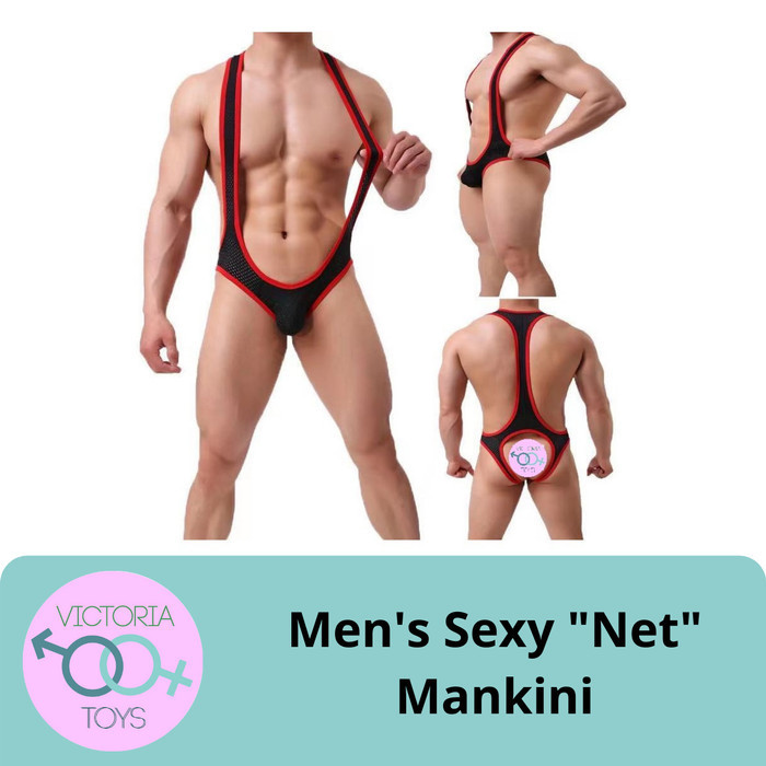 Men'S Sexy "Net" Mankini Lingerie Underwear Pakaian Dalam Sexy Pria