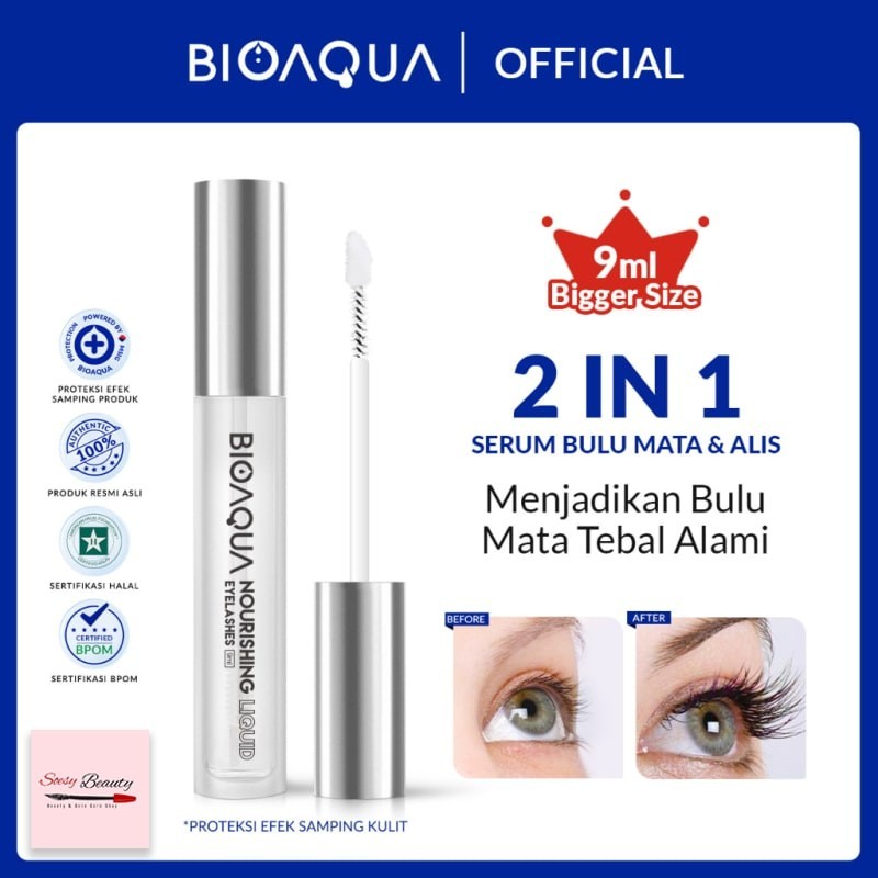 BIOAQUA EyeLash Serum Bulu Mata dan Alis BPOM Halal 9ml Pelentik Bulu Mata Serum Penumbuh Bulu Mata 